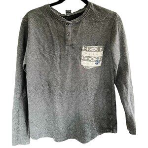 𝅺VOLCOM Henley Sweatshirt with Tribal Pocket Men's sz (S)